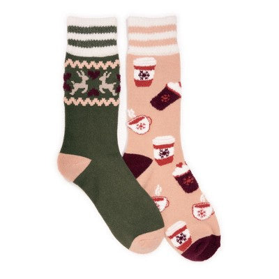 MUK LUKS Women's Novelty Cozy Lounge Socks 2 Pack