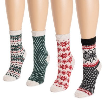 MUK LUKS Women's 4 Pair Pack Holiday Boot Fall