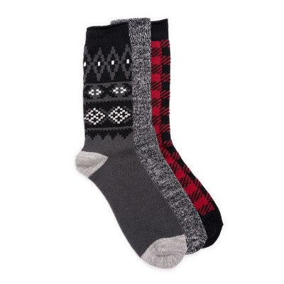MUK LUKS Men's 3 Pair Pack Microfiber Boot Socks