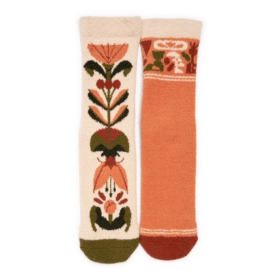 Muk Luks Women's 2 Pack Cozy Compression Socks With Gripper