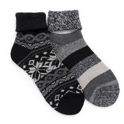 MUK LUKS Men's 2 Pair Pack Short Heat Retainer Socks, Black, OS (10-13)