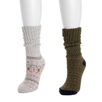MUK LUKS Women's Slouch Heat Retainer Sock (2 Pair Pack)