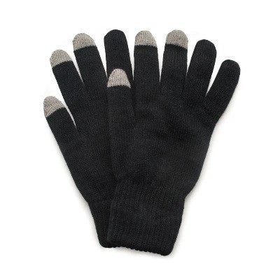 MUK LUKS Quietwear Unisex 2 Layer Knit Glove With Texting Fingers, Black, One Size Fits Most