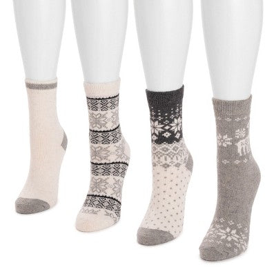 MUK LUKS Women's 4 Pack Holiday Boot Socks
