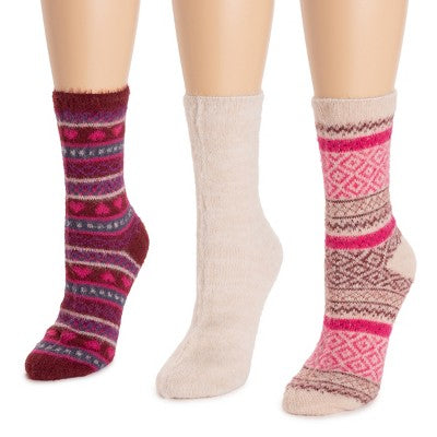MUK LUKS Women's Pair Pack Fuzzy Crew Fall