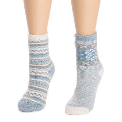 MUK LUKS Women's 2 Pair Pack Heat Retainer Crew Socks