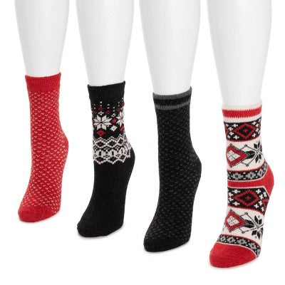 MUK LUKS Women's 4 Pack Holiday Boot Socks