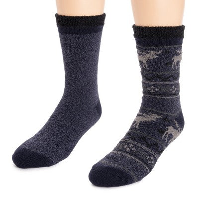 MUK LUKS Men's 2 Pack Fleece Layered Socks