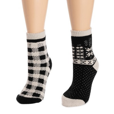 MUK LUKS Women's 2 Pair Pack Heat Retainer Crew Socks