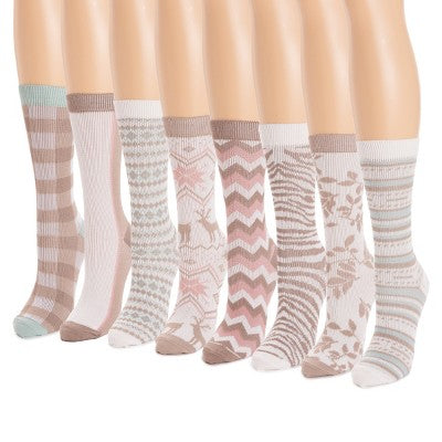 MUK LUKS Women's 8 Pair Pack Microfiber Boot Socks