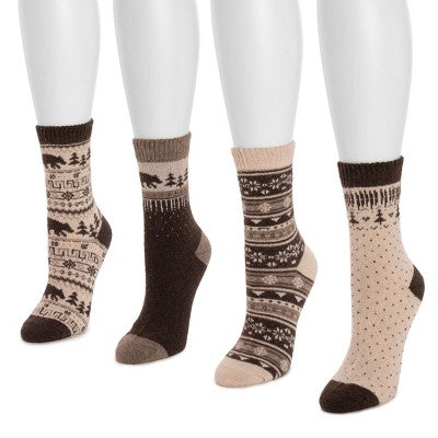 MUK LUKS Women's 4 Pack Holiday Boot Socks