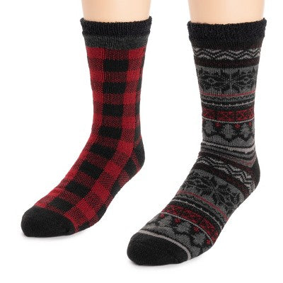 MUK LUKS Men's 2 Pack Fleece Layered Socks