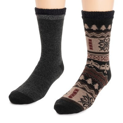 MUK LUKS Men's 2 Pack Fleece Layered Socks