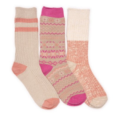 MUK LUKS Women's 3 Pack Boot Socks