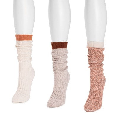 MUK LUKS Women's 3 Pair Pack Slouch Socks