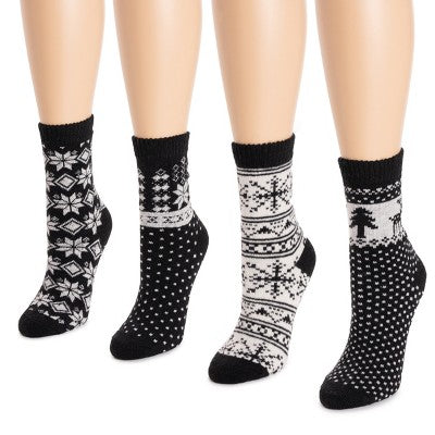  MUK LUKS Women's 4 Pair Pack Holiday Boot Fall