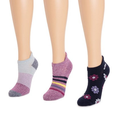  Muk Luks Women's 3 Pack Nylon Compression Ankle Socks