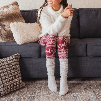  MUK LUKS Women's 3 Pair Pack Knee High Socks - Light Neutral, OS (6 - 11)