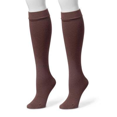  MUK LUKS Women's 2 Pack Fleece Lined Knee High Socks