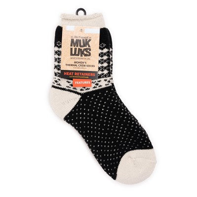  MUK LUKS Women's 2 Pair Pack Heat Retainer Crew Socks