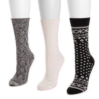  MUK LUKS Women's 3 Pack Boot Socks