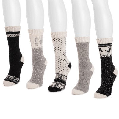  Muk Luks Women's 5 Pack Wool Socks