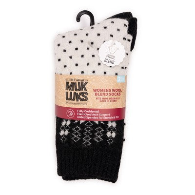  MUK LUKS Women's 2 Pack Wool Socks
