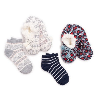  MUK LUKS Women's 4 Pack Ballerina Slipper & Sock Set