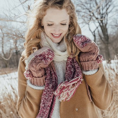  MUK LUKS Women's Patchwork Mitten Accessories, Canyon Rose, OS