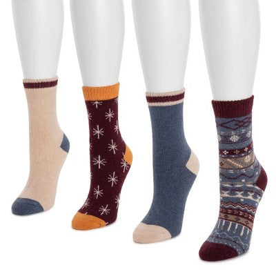  MUK LUKS Women's 4 Pack Holiday Boot Socks