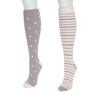  MUK LUKS Women's Women's 2 Pack Tall Compression Cozy Sock