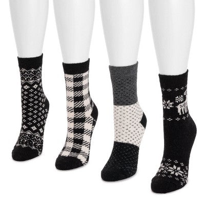  MUK LUKS Women's 4 Pack Holiday Boot Socks