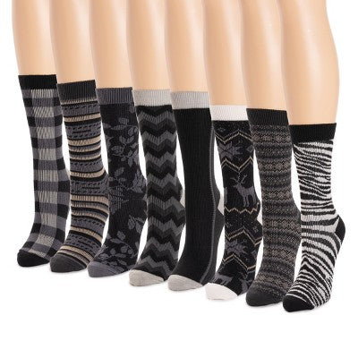  MUK LUKS Women's 8 Pair Pack Microfiber Boot Socks