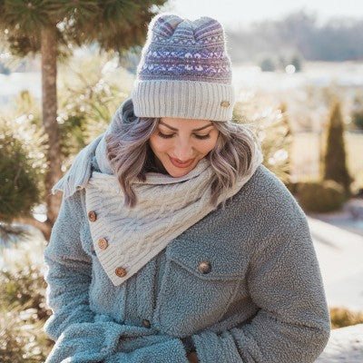  MUK LUKS Women's Patterned Hat Eyelash Hat , Medium Gray Heather, One Size