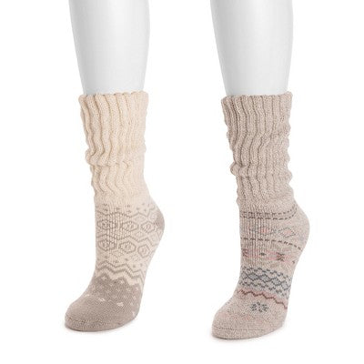  MUK LUKS Women's Slouch Heat Retainer Sock (2 Pair Pack)
