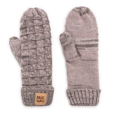  MUK LUKS Women's Patch Pom Mittens, Wntr Dusk, OS