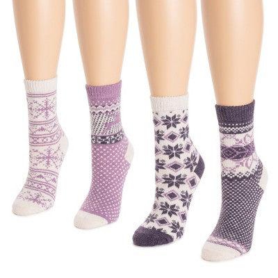 MUK LUKS Women's 4 Pair Pack Holiday Boot Fall