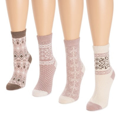  MUK LUKS Women's 4 Pair Pack Holiday Boot Fall