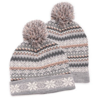  MUK LUKS Women's Patterned Turnback Cuff Slouchie Beanie