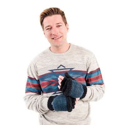 MUK LUKS Men's Flip Mitten, Ebony, OS