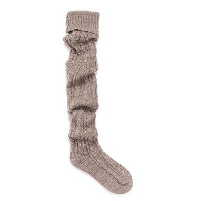  MUK LUKS Women's Cable Knit Over The Knee Socks - Driftwood/Pearl , OS (6 - 11)