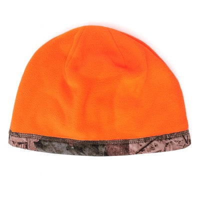  MUK LUKS Quietwear Unisex Reversible Fleece Beanie, Adventure Grey/Orange, One Size Fits Most