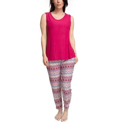 MUK LUKS Womens Chalked Cranberry 2 Piece Pajama Set