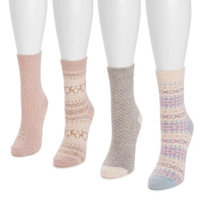  MUK LUKS Women's 4 Pack Holiday Boot Socks