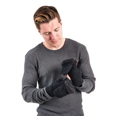  MUK LUKS Men's Faux Fur Flip Mittens