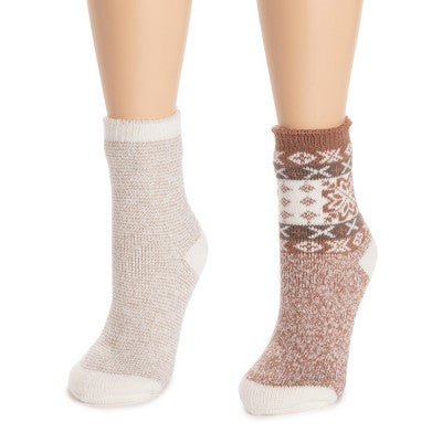  MUK LUKS Women's 2 Pair Pack Heat Retainer Crew Socks