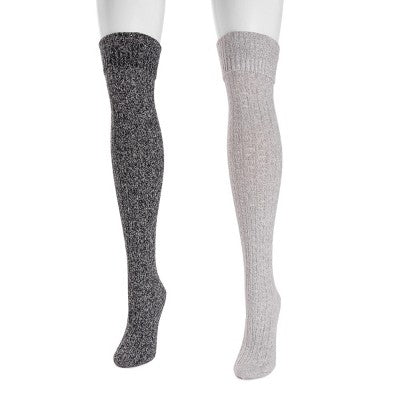  MUK LUKS Women's 2 Pair Pack Marl Over The Knee Socks