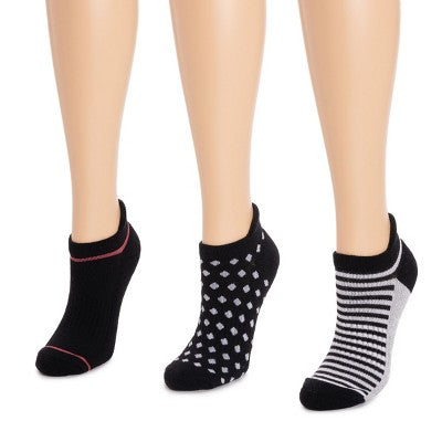  Muk Luks Women's 3 Pack Nylon Compression Ankle Socks