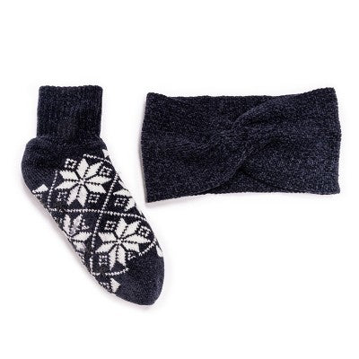  MUK LUKS Women's Chenille Sock And Headband Set