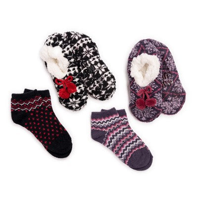  MUK LUKS Women's 4 Pack Ballerina Slipper & Sock Set